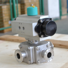 high quality POV 3 way all PTFE stranded pneumatic operated ball valve